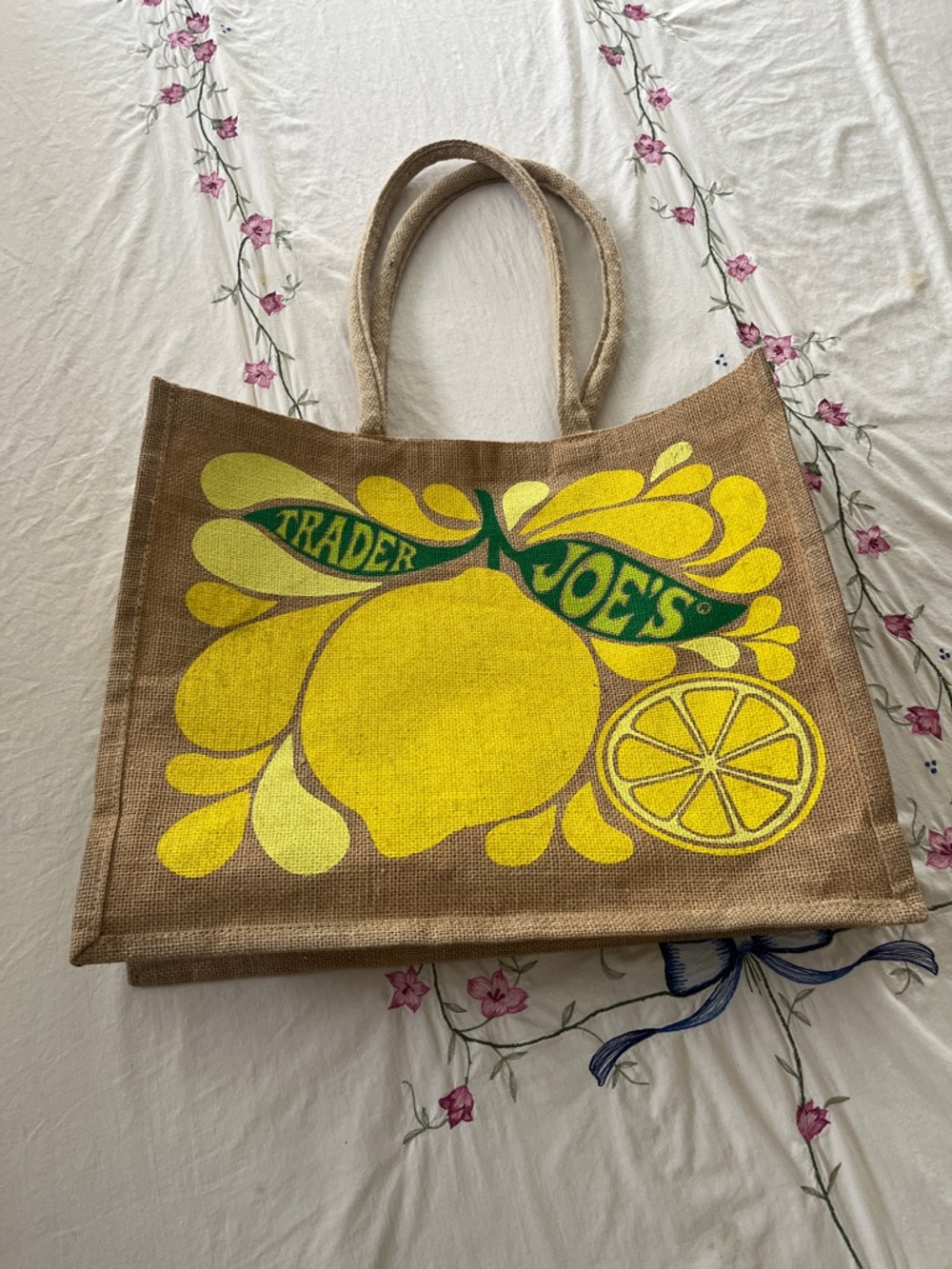 Yellow Lemon Trader Joe’s Jute Tote Bag